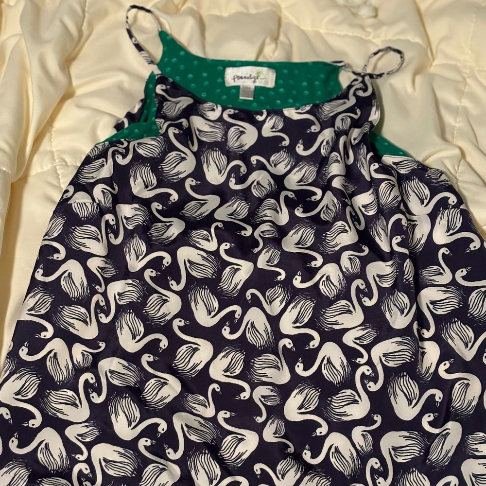 Porridge Swan Print Green Polkadot Tank Size M